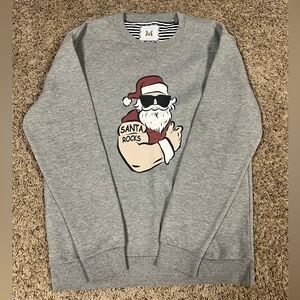 Denim & Flower Men’s Santa Rocks gray long sleeve sweatshirt XL crewneck